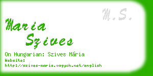 maria szives business card